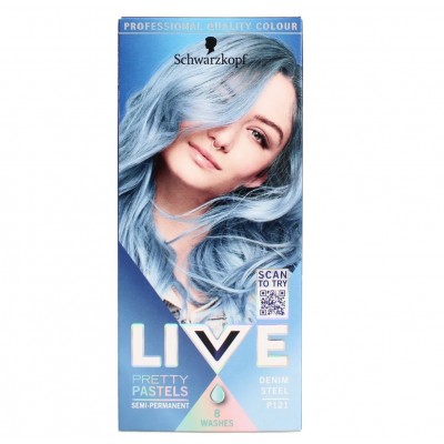 SCHWARZKOPF LIVE PRETTY PASTELS SEMI-PERMANENT HAIR DYE DENIM STEEL P121 施华蔻染发剂