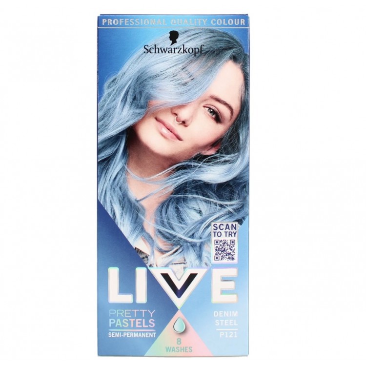 SCHWARZKOPF LIVE PRETTY PASTELS SEMI-PERMANENT HAIR DYE DENIM STEEL P121 施华蔻染发剂