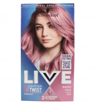 SCHWARZKOPF LIVE LIGHTENER & TWIST PERMANENT HAIR DYE MAUVE KISS 105 施华蔻染发剂